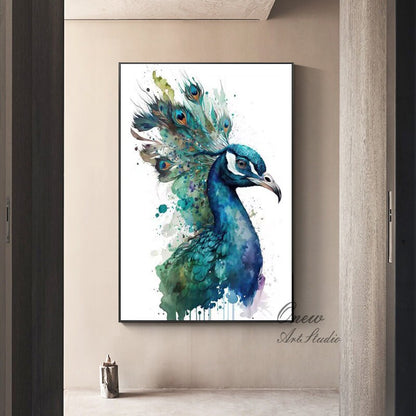 Hand Painted Peacock Oil Painting on Canvas, Large Abstract Peacock Canvas Wall Art, Original Animal Wall Art for Living Room, Bedroom Decor