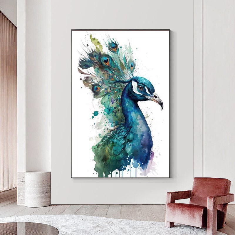 Hand Painted Peacock Oil Painting on Canvas, Large Abstract Peacock Canvas Wall Art, Original Animal Wall Art for Living Room, Bedroom Decor