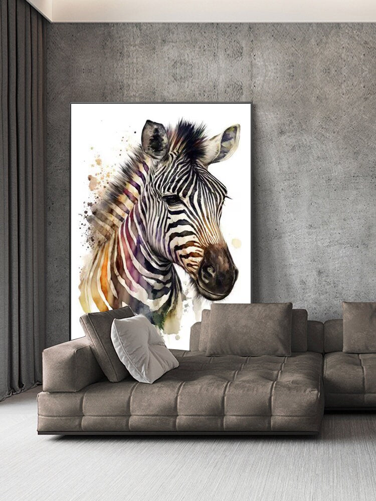 Large Abstract Zebra Oil Painting on Canvas, Original Zebra Canvas Wall Art, Modern Hand-painted Animal Painting for Living Room, Home Decor