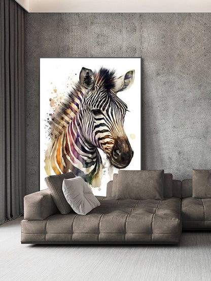 Large Abstract Zebra Oil Painting on Canvas, Original Zebra Canvas Wall Art, Modern Hand-painted Animal Painting for Living Room, Home Decor