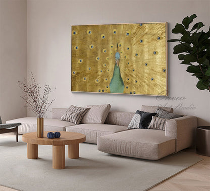 Hand Painted Peacock Acrylic Painting on Canvas, Large Abstract Peacock Canvas Wall Art, Original Animal Wall Art for Living Room,home Décor
