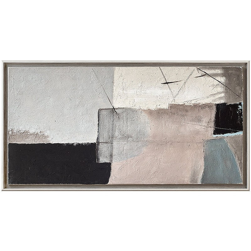 Large Abstract Canvas Wall Art, Original Geometric Oil Painting on Canvas, Modern Minimalist Textured Wall Art for Living Room, Home Décor
