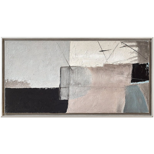 Large Abstract Canvas Wall Art, Original Geometric Oil Painting on Canvas, Modern Minimalist Textured Wall Art for Living Room, Home Décor