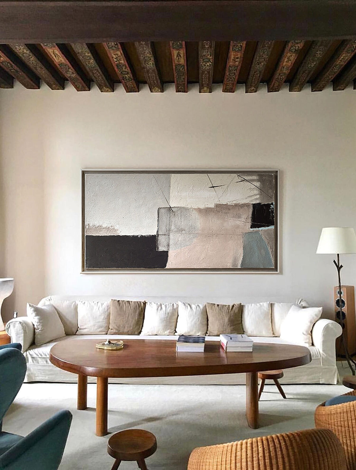 Large Abstract Canvas Wall Art, Original Geometric Oil Painting on Canvas, Modern Minimalist Textured Wall Art for Living Room, Home Décor