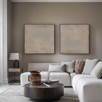 Textured Wabi Sabi Wall Art Set of 2 Brown Plaster Canvas for Living Room