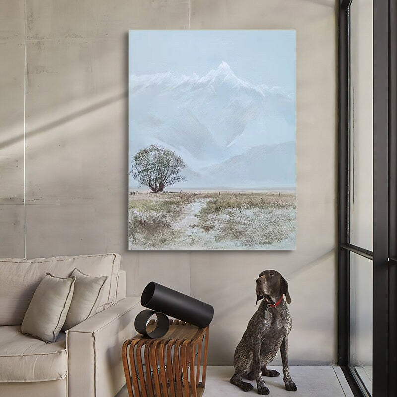 Large Abstract Landscape Oil Painting on Canvas, Original Snowy Mountain Canvas Wall Art, Modern Nature Wall Art for Living Room, Home Décor