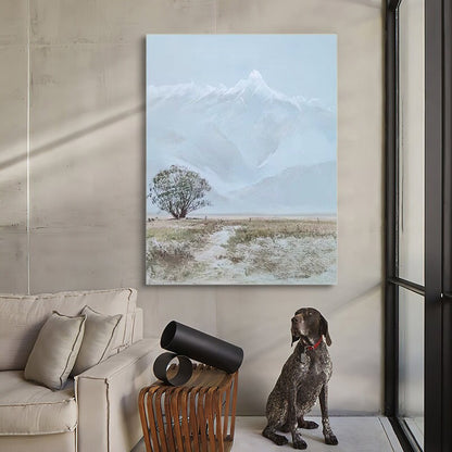 Large Abstract Landscape Oil Painting on Canvas, Original Snowy Mountain Canvas Wall Art, Modern Nature Wall Art for Living Room, Home Décor