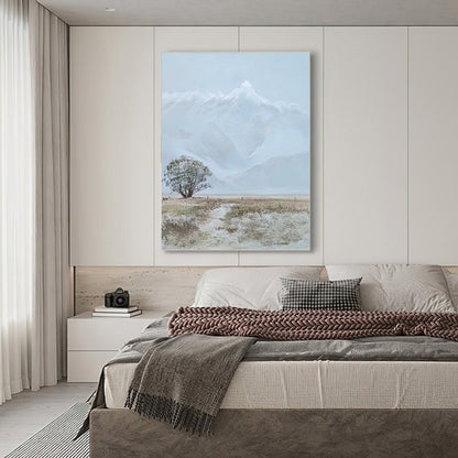 Large Abstract Landscape Oil Painting on Canvas, Original Snowy Mountain Canvas Wall Art, Modern Nature Wall Art for Living Room, Home Décor