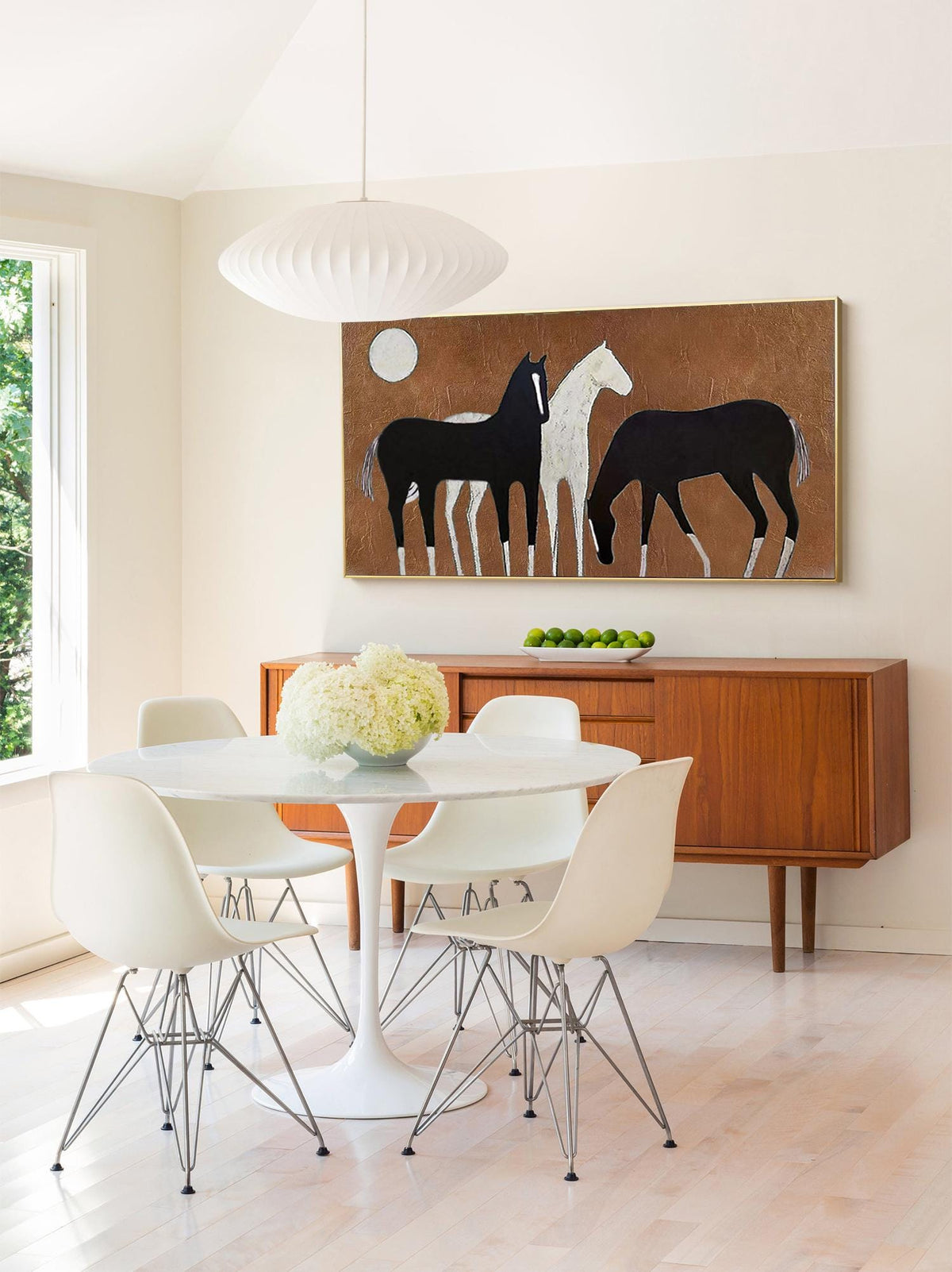 Abstract Black and White Horses Oil Painting on Canvas, Large Original Horse Canvas Wall Art, Modern Animal Painting for Living Room Bedroom