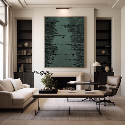Large Sage Green Abstract Painting – Minimalist Wall Art
