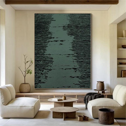 Large Sage Green Abstract Painting – Minimalist Wall Art