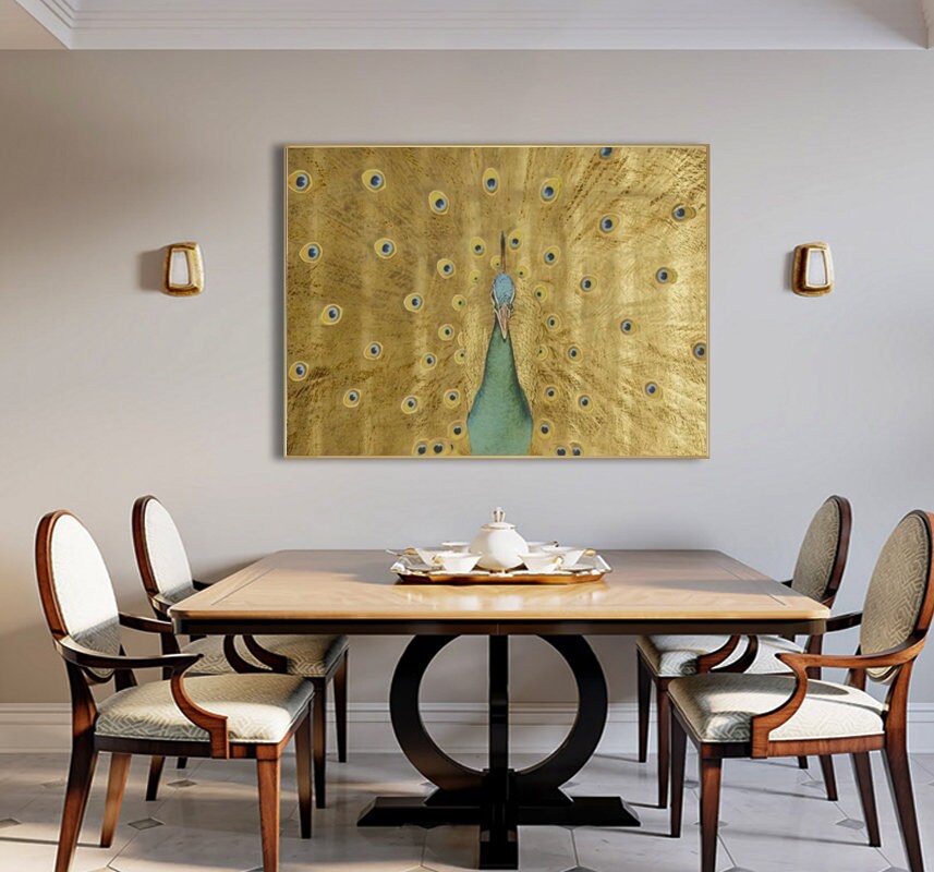 Hand Painted Peacock Acrylic Painting on Canvas, Large Abstract Peacock Canvas Wall Art, Original Animal Wall Art for Living Room,home Décor