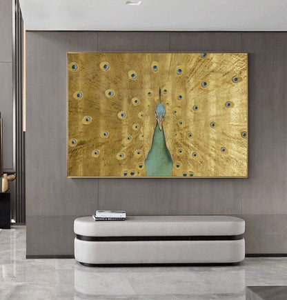 Hand Painted Peacock Acrylic Painting on Canvas, Large Abstract Peacock Canvas Wall Art, Original Animal Wall Art for Living Room,home Décor
