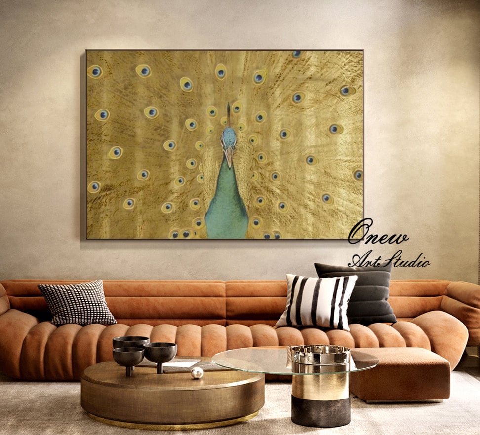 Hand Painted Peacock Acrylic Painting on Canvas, Large Abstract Peacock Canvas Wall Art, Original Animal Wall Art for Living Room,home Décor