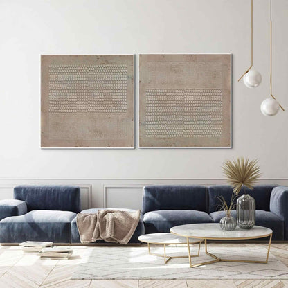 Textured Wabi Sabi Wall Art Set of 2 Brown Plaster Canvas for Living Room