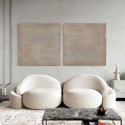 Textured Wabi Sabi Wall Art Set of 2 Brown Plaster Canvas for Living Room