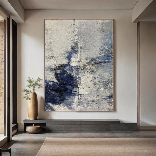 Minimalist Blue Abstract Painting on Canvas – Contemporary Wall Art