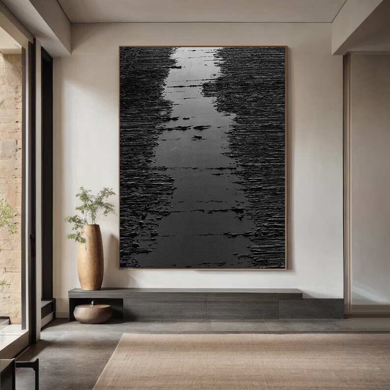 Personalized Black Abstract Painting – Minimalist Wall Decor – Custom Painting
