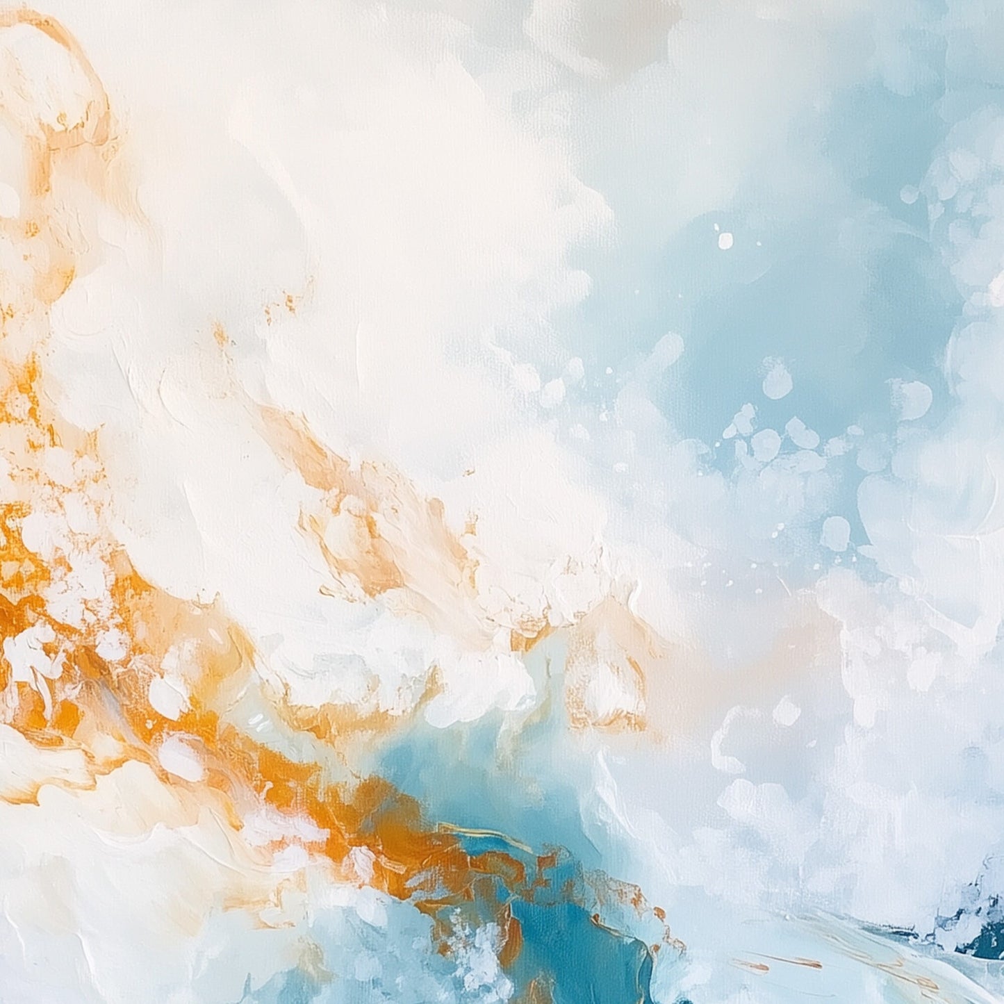 Blue and Gold Abstract Textured Ocean Wave Seascape Wall Art