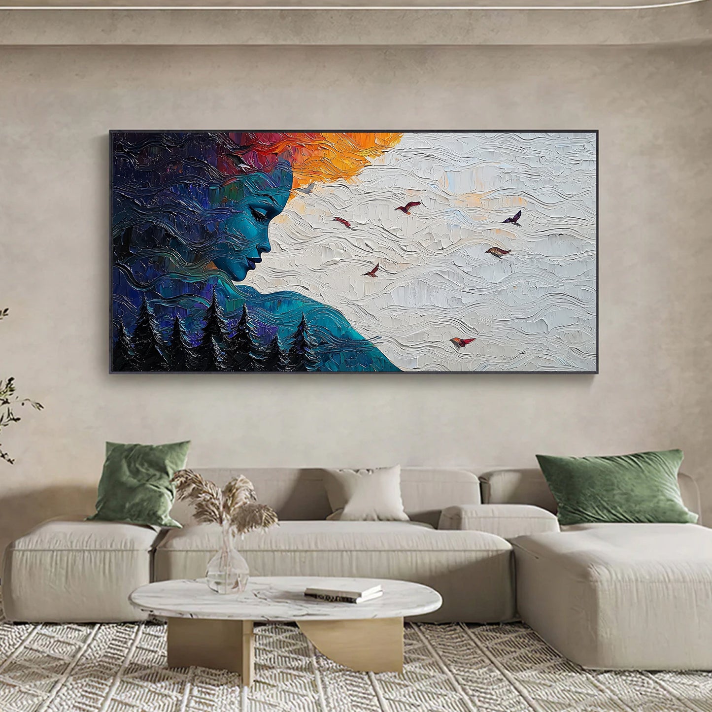 Impasto Female Figure Portrait Wall Art