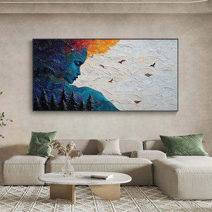 Impasto Female Figure Portrait Wall Art