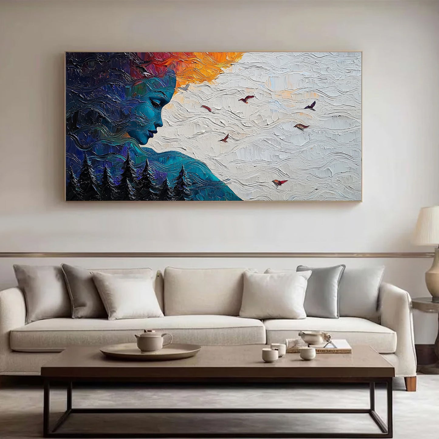 Impasto Female Figure Portrait Wall Art
