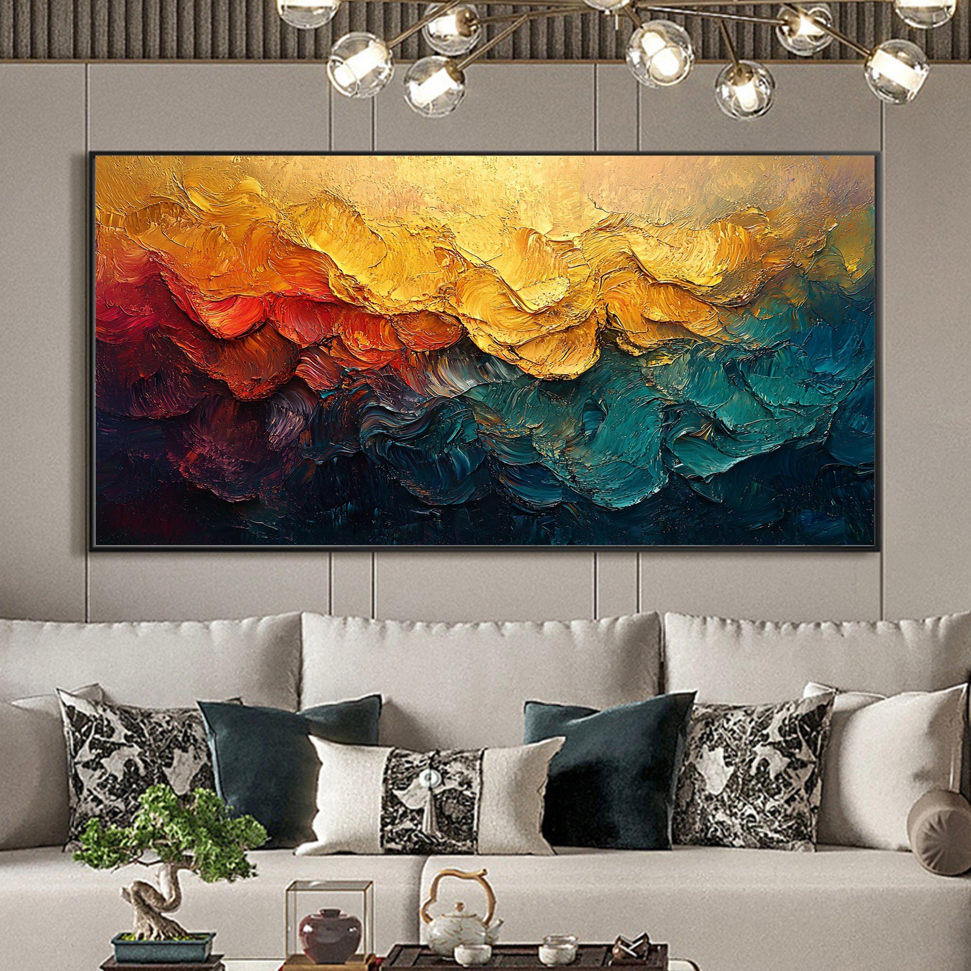 Textured Oil Painting On Canvas, Colorful Abstract Wall Art – Colorful Abstract Wall Art | Textured Hand-Painted Oil Painting