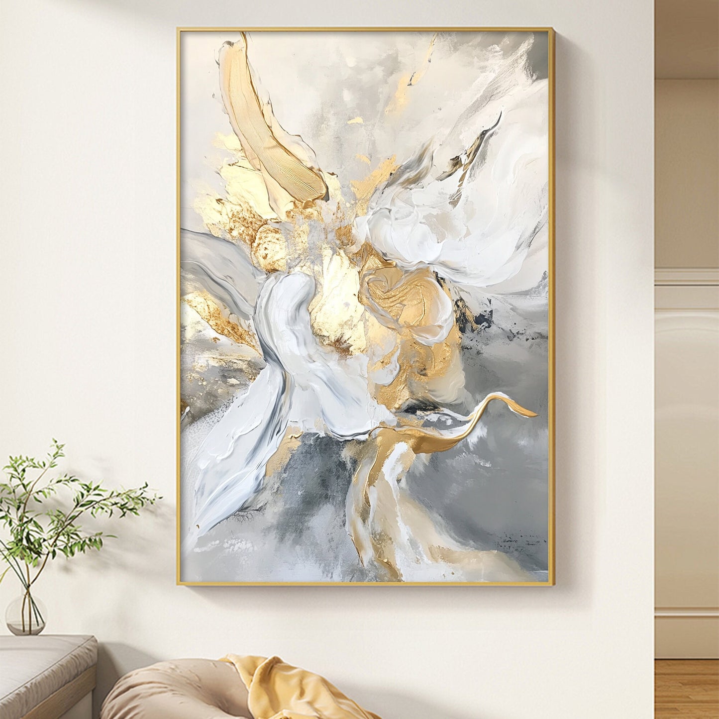 Gold and Grey Abstract Wall Art