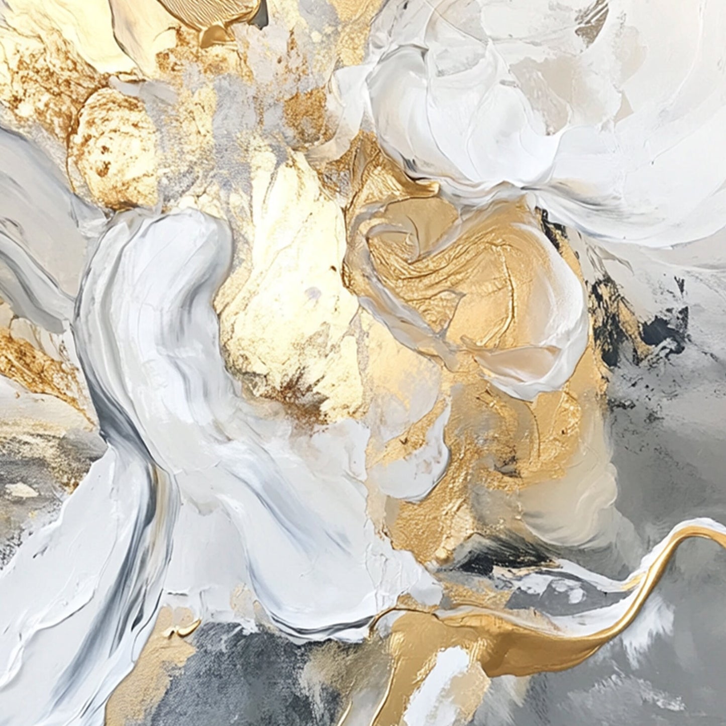 Hand-Painted Abstract Oil Painting – Gold and Grey Abstract Wall Art | Hand-Painted Oil Painting, view 3