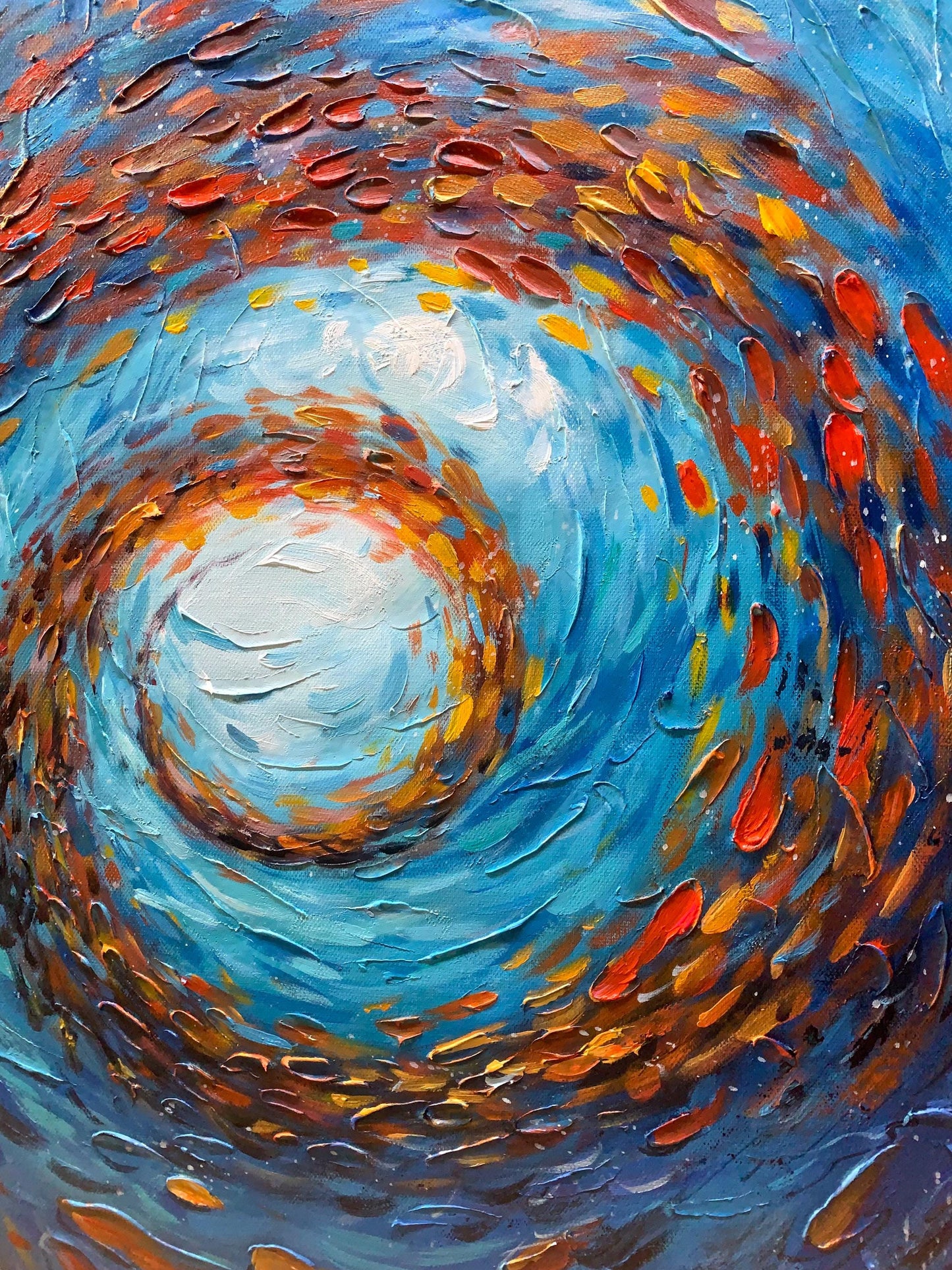 Original School of Fish – Blue Underwater Ocean Wall Art | Abstract Oil Painting, view 3