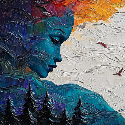 Impasto Female Figure Portrait Wall Art