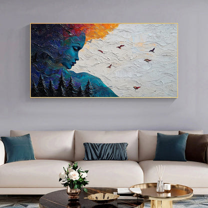 Impasto Female Figure Portrait Wall Art