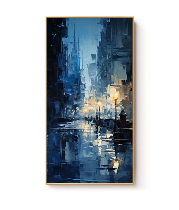 Abstract Cityscape Canvas Wall Art, Large Original Streetscape Oil Painting on Canvas, Modern Textured Wall Art for Living Room, Home Décor