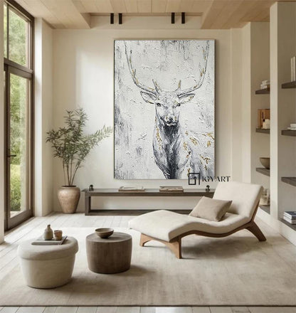 Abstract Deer Painting – Large Canvas Wall Art – Abstract Painting