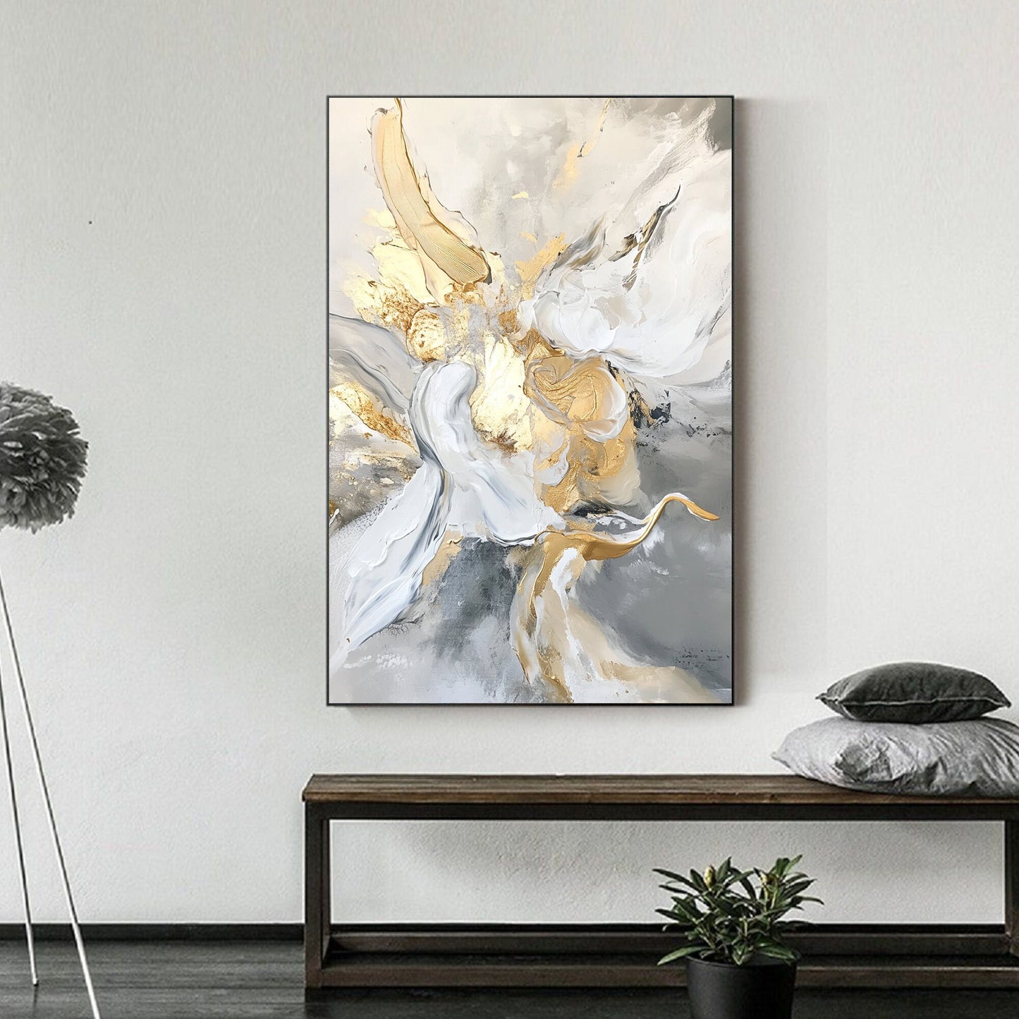 Gold and Grey Abstract Wall Art