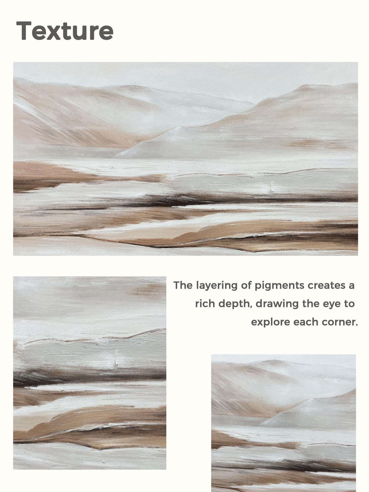 Beige Abstract Canvas Painting – Minimalist Landscape Wall Art – Abstract Painting