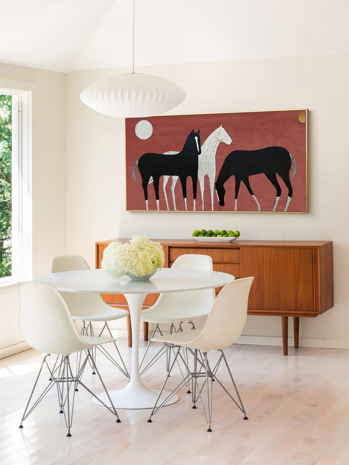 Abstract Black and White Horses Oil Painting on Canvas, Large Original Horse Canvas Wall Art, Modern Animal Wall Art for Living Room Bedroom