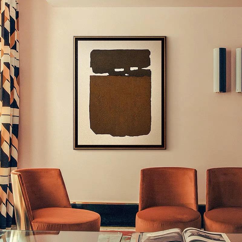 Original Brown and Beige Oil Painting on Canvas, Large Abstract Geometric Wall Art, Modern Minimalist Wall Art for Living Room,bedroom Decor