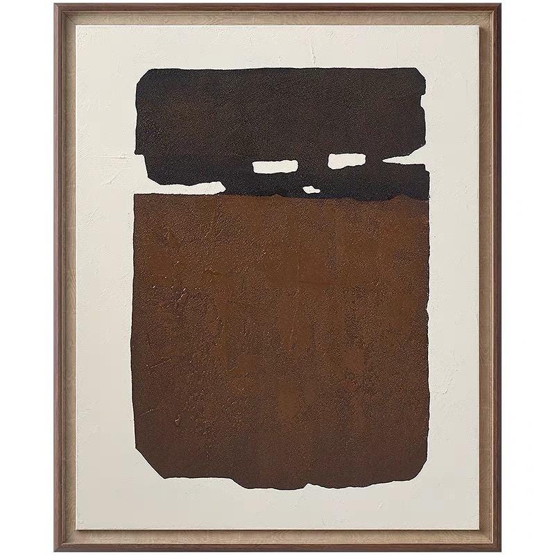 Original Brown and Beige Oil Painting on Canvas, Large Abstract Geometric Wall Art, Modern Minimalist Wall Art for Living Room,bedroom Decor