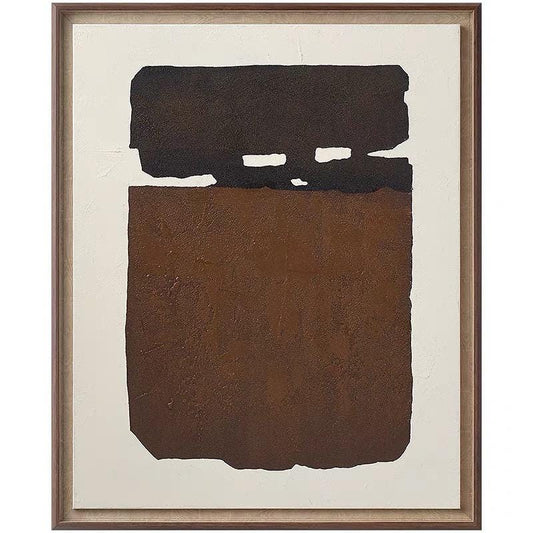 Original Brown and Beige Oil Painting on Canvas, Large Abstract Geometric Wall Art, Modern Minimalist Wall Art for Living Room,bedroom Decor
