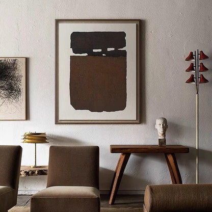 Original Brown and Beige Oil Painting on Canvas, Large Abstract Geometric Wall Art, Modern Minimalist Wall Art for Living Room,bedroom Decor