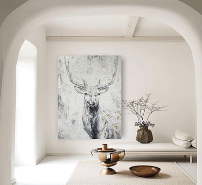 Abstract Deer Painting – Large Canvas Wall Art – Abstract Painting