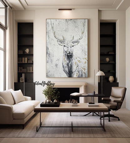 Abstract Deer Painting – Large Canvas Wall Art – Abstract Painting