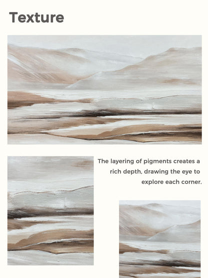 Beige Abstract Landscape Painting – Textured Wall Art – Abstract Painting