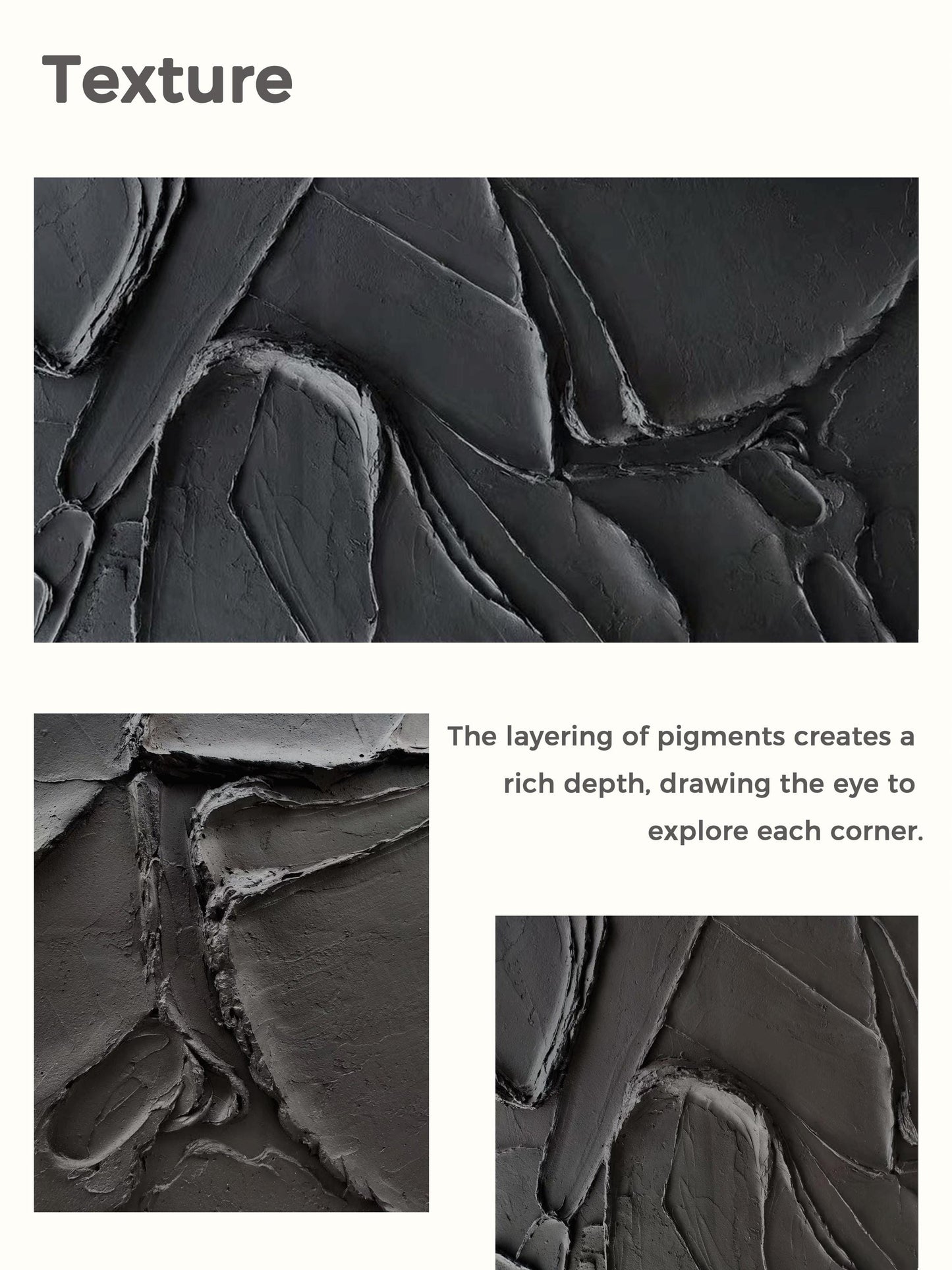 Black 3D Abstract Painting Black 3D Textured Painting Black 3D Minimalist