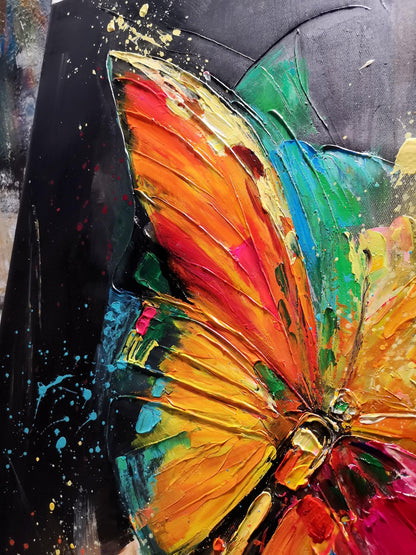 Original – Colorful Butterfly Animal Wall Art | Abstract Oil Painting, view 3