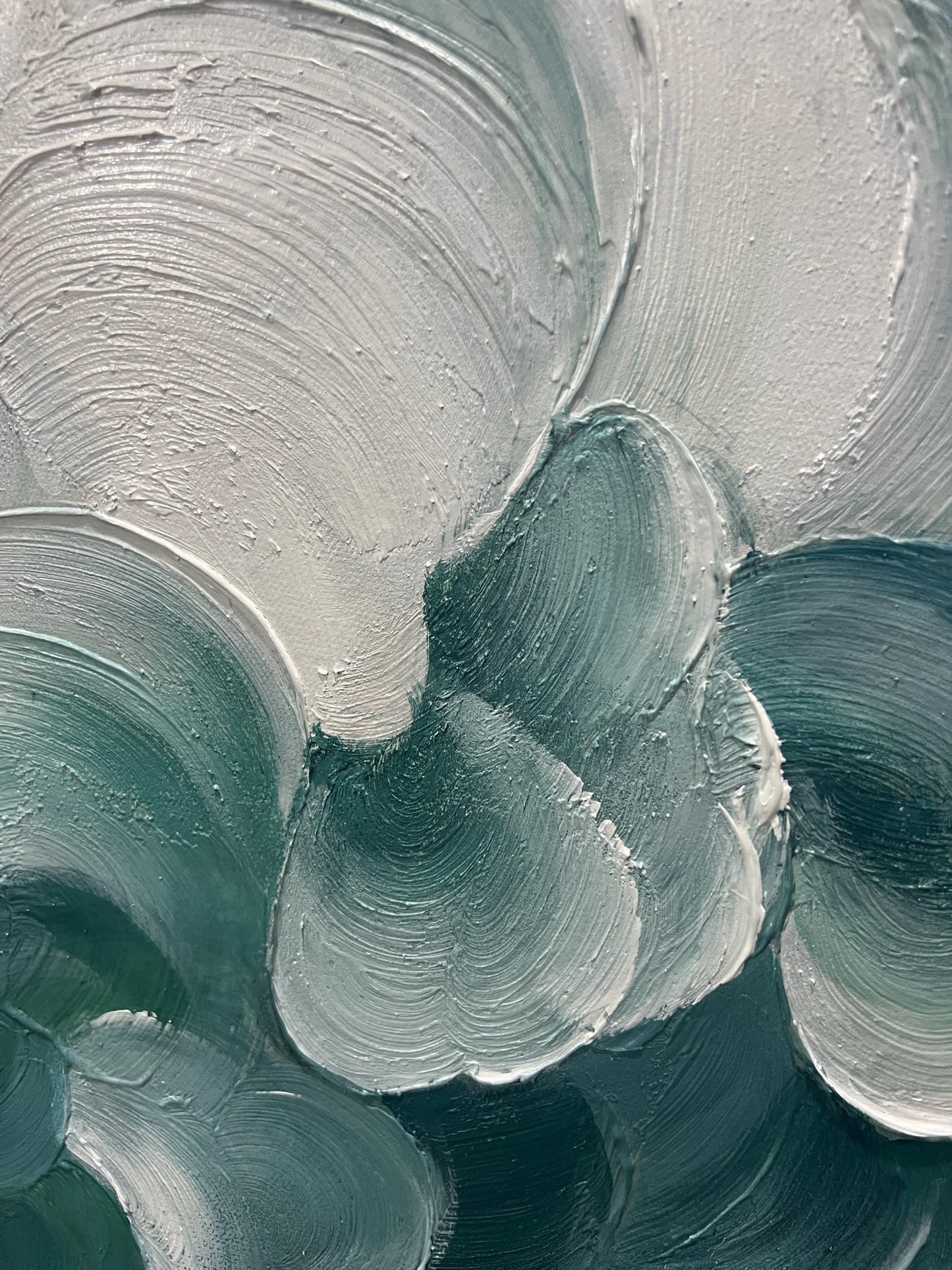 Original Blue and White Waves – Large Blue and White Seascape Wall Art | Abstract Textured Hand-Painted Oil Painting, view 3