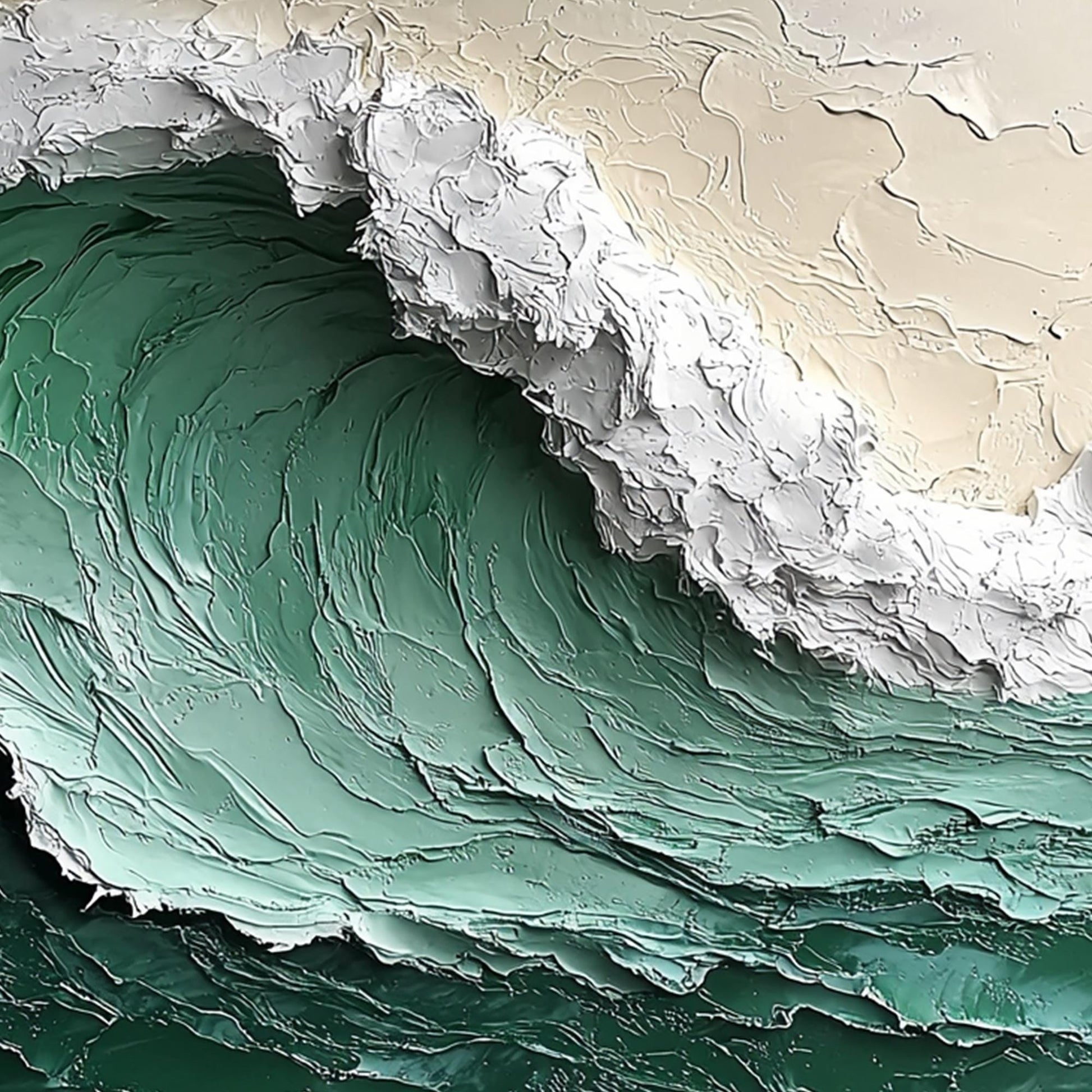 Original – Teal Ocean Wave Seascape Wall Art | Impasto Hand-Painted Oil Painting, view 5