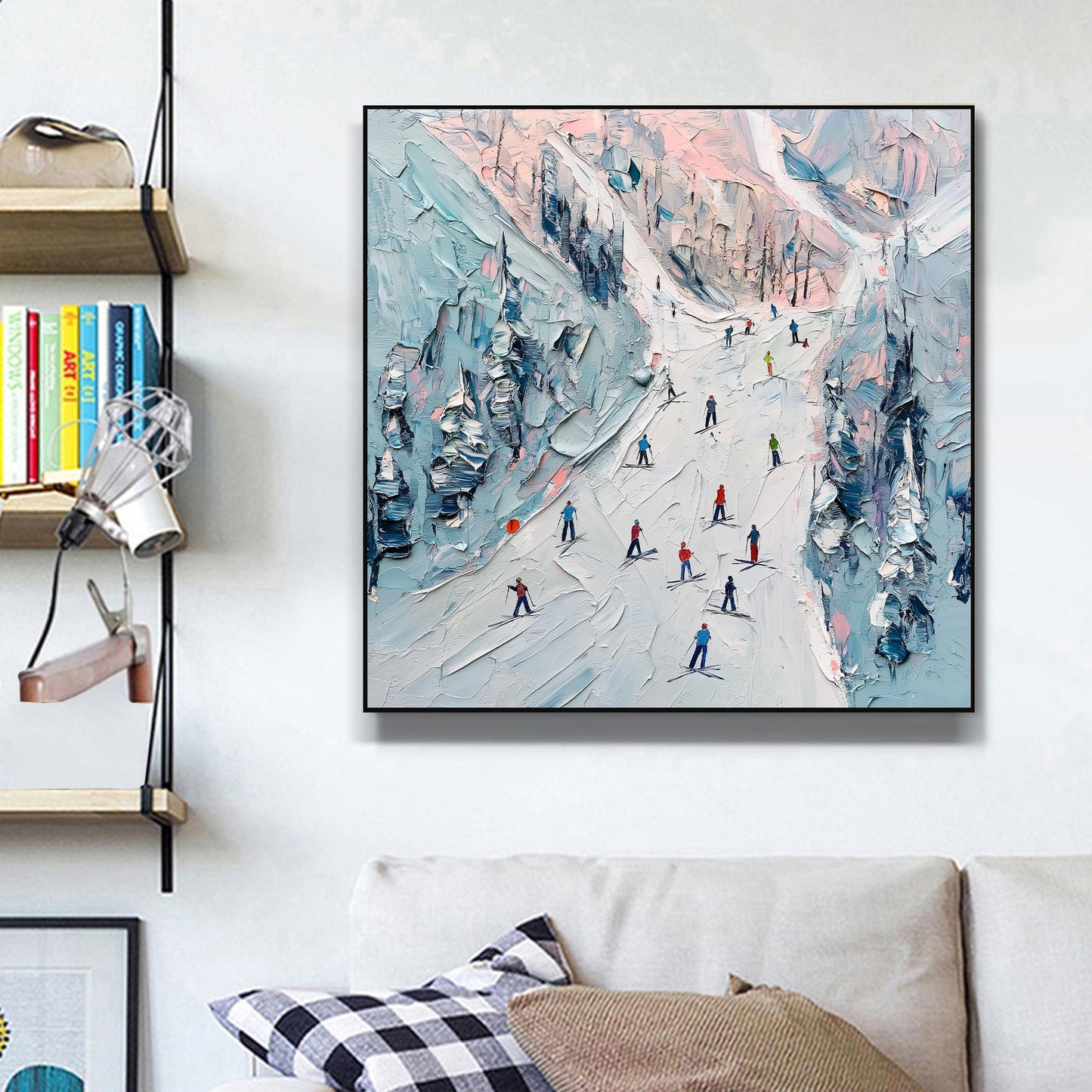 Colorful Impasto Mountain Wall Art – Original Ski Slope Painting