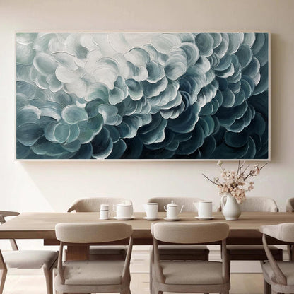 Original Blue and White Waves – Large Blue and White Seascape Wall Art | Abstract Textured Hand-Painted Oil Painting, view 4